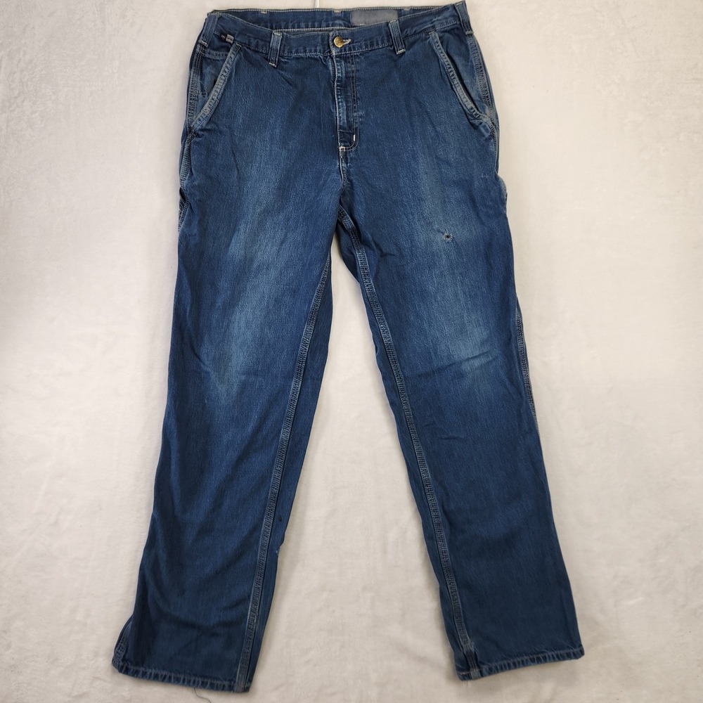Carhartt‎ FR Flame Resistant Relaxed Fit Work Jeans Men's 36x34 Blue Denim